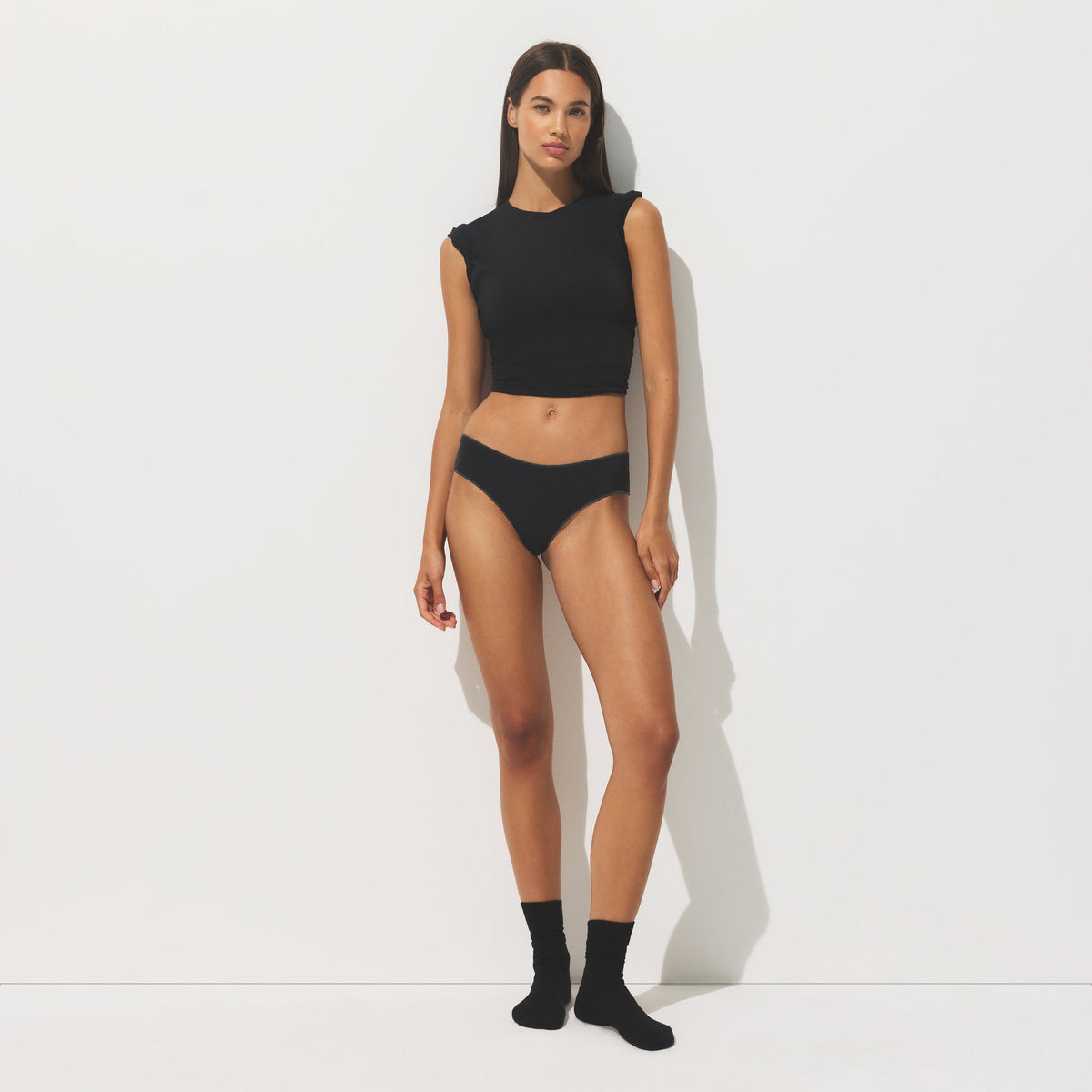 LIGHTWEIGHT COTTON HIPSTER | SOOT TONAL