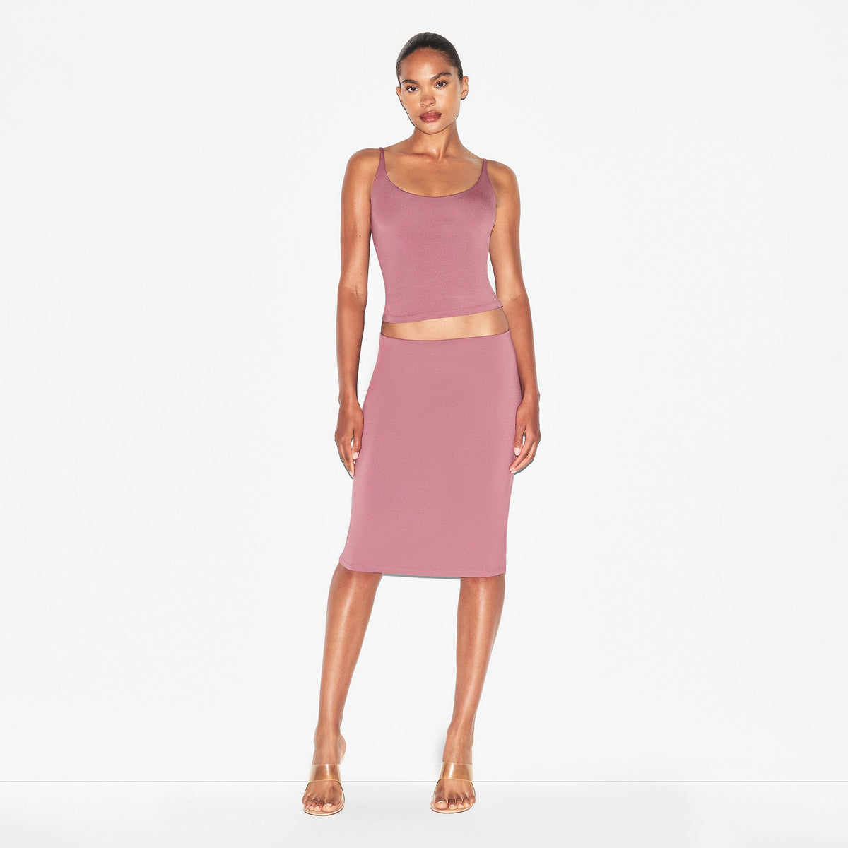 SMOOTH LAYERS MIDI SKIRT | REDWOOD
