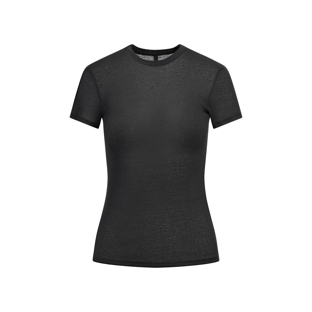SHEER RIB T-SHIRT | SOOT