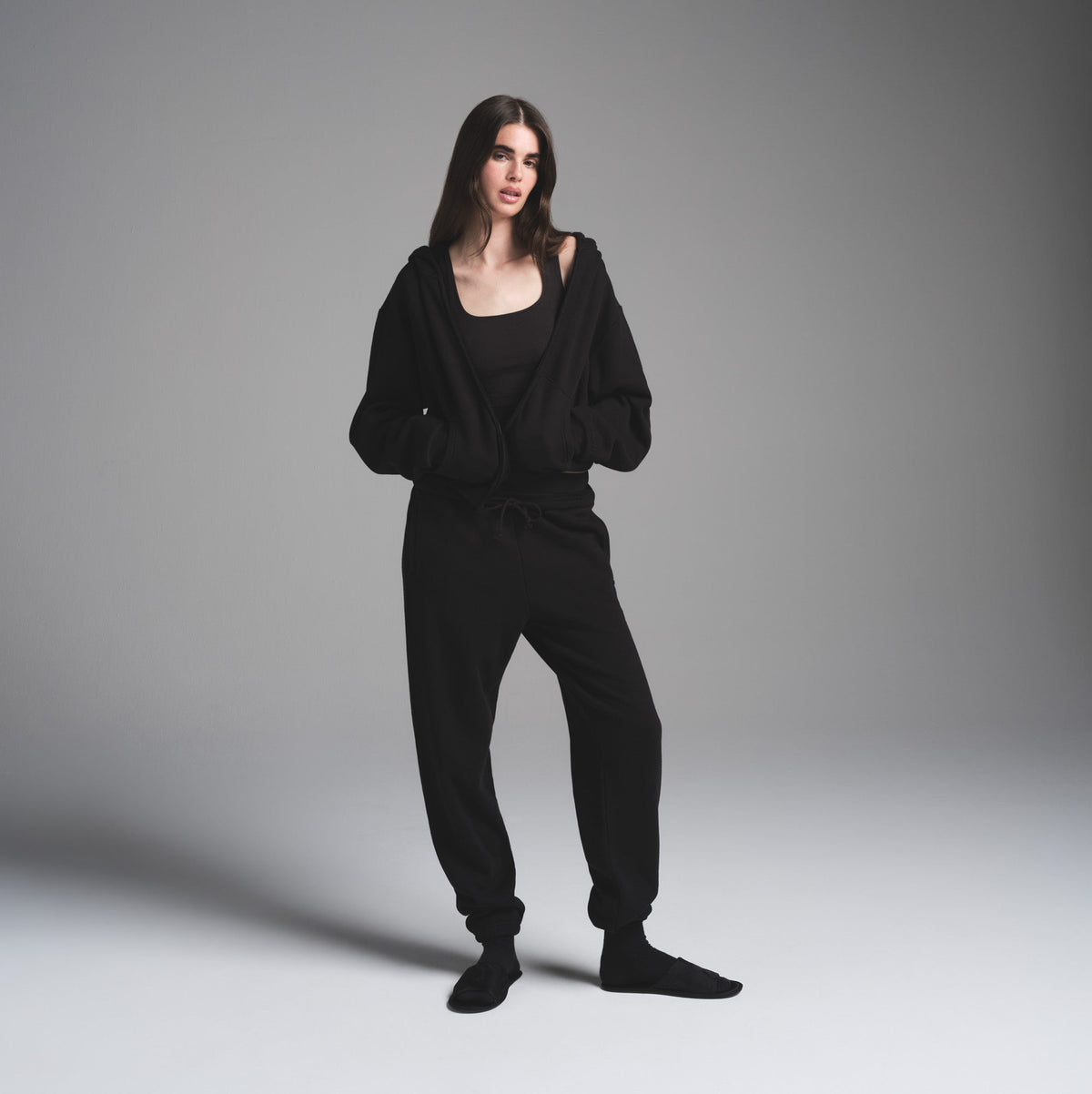 COTTON FLEECE CLASSIC ZIP UP HOODIE | ONYX